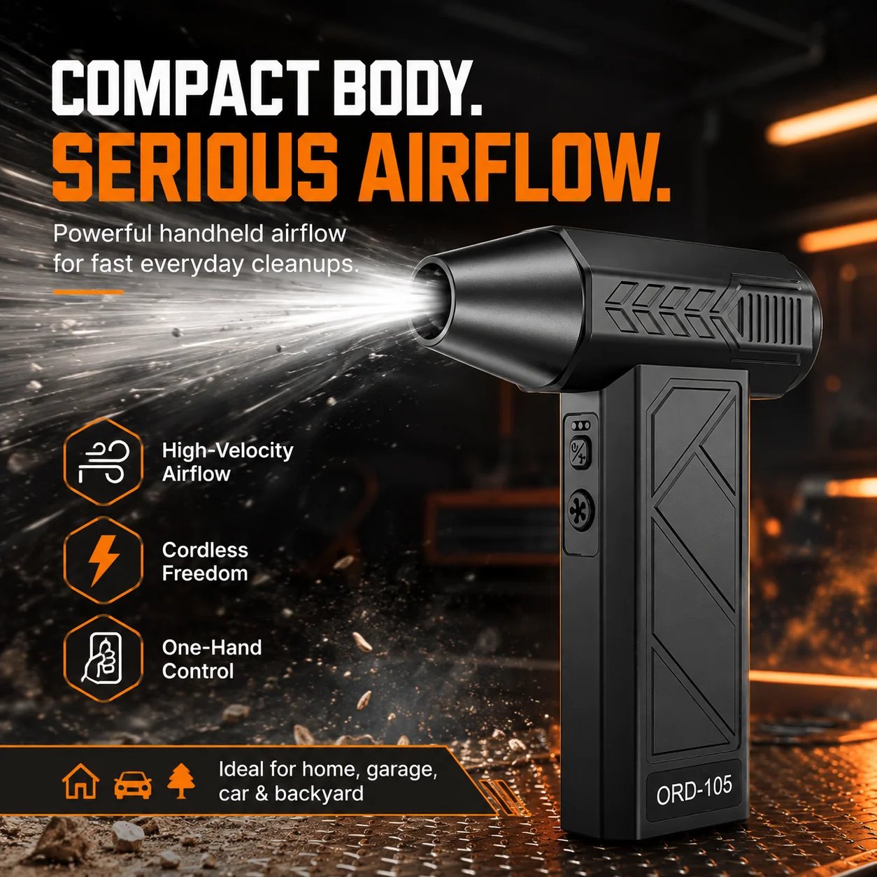 💨 Cordless Turbo Air Duster for Cars, Garages & Workspaces