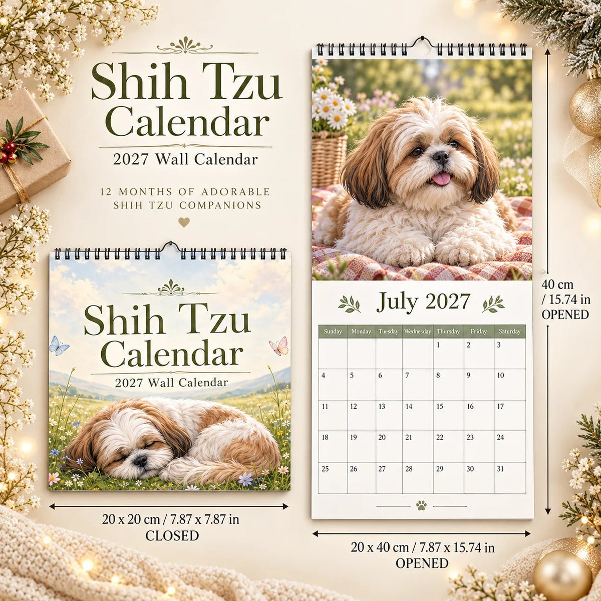Shih Tzu 2027 Wall Calendar – Beautiful Shih‑Tzu Dog Art Calendar, Perfect Gift for Shih Tzu Lovers