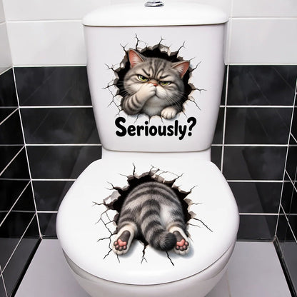 😂 Bathroom Buddies – Funny 3D Illusion Toilet Sticker Set | Removable 3D Illusion Stickers for Funny Bathroom Decor & Gag Gifts 🦝
