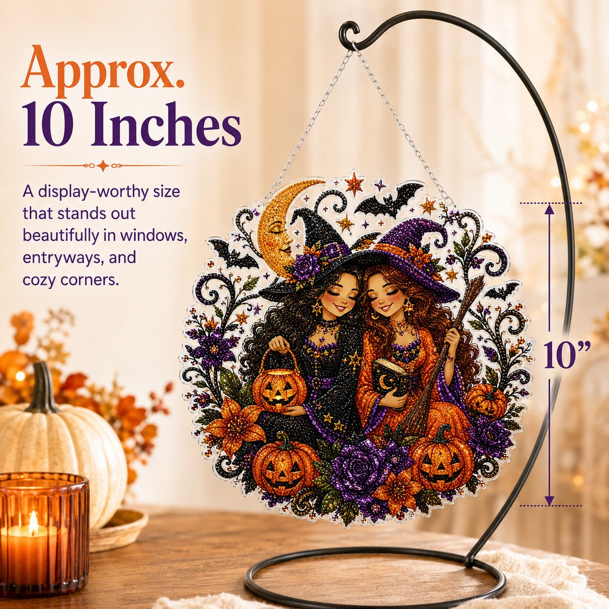 🧙‍♀️🎃Halloween Witch Friendship Diamond Art Window Suncatcher