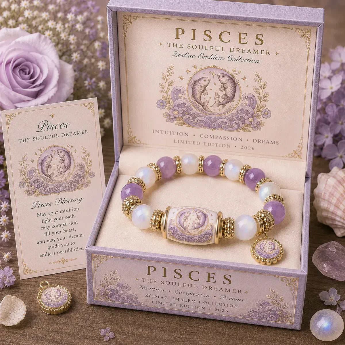 ⏳ Last Day 49% OFF – ♈ 12 Zodiac Natural Chalcedony Bracelet Collection | 10–12mm Gemstone Beads, Symbolic Zodiac Charm, Stretch Fit & Collector’s Gift Box Included ✨