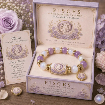 ⏳ Last Day 49% OFF – ♈ 12 Zodiac Natural Chalcedony Bracelet Collection | 10–12mm Gemstone Beads, Symbolic Zodiac Charm, Stretch Fit & Collector’s Gift Box Included ✨