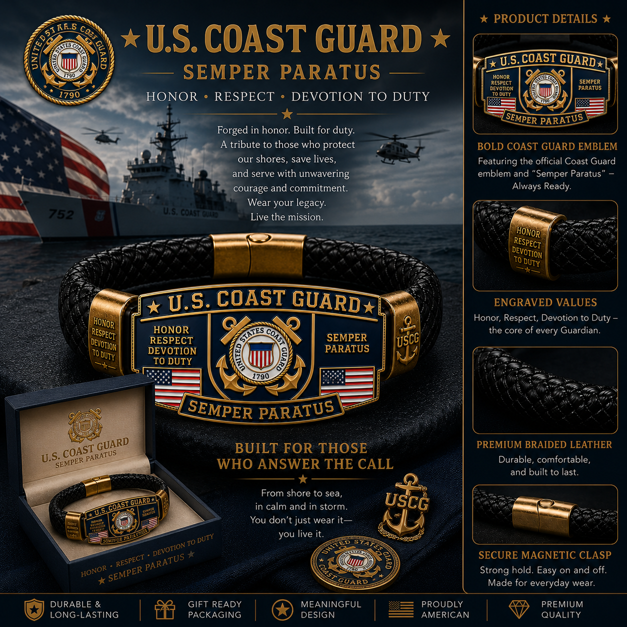⚓Last Day Promo: 49% OFF 🌊U.S. Coast Guard Semper Paratus Tribute Bracelet