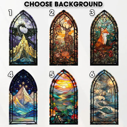 ✨ Fantasy Stained Glass Book Nook – Magical Candle Holder & Book Lover Decor