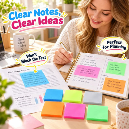✨ Transparent Sticky Notes – See Through, Trace with Ease