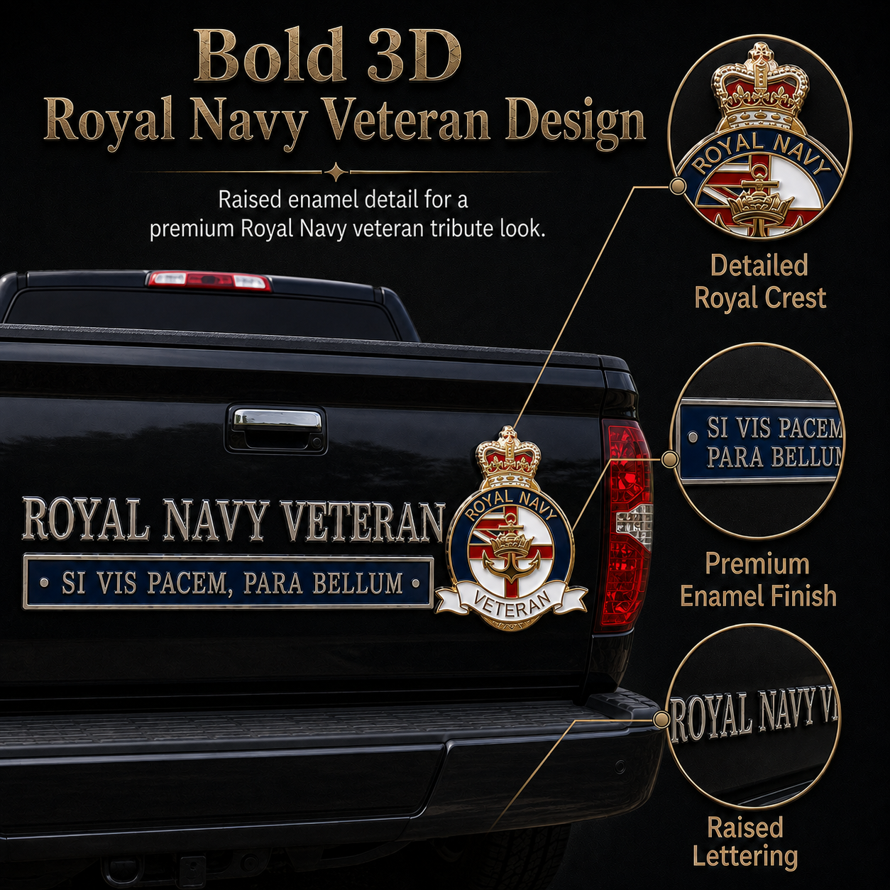 ⚓Royal Navy Veteran “Si Vis Pacem, Para Bellum” Tribute Metal Car Emblem