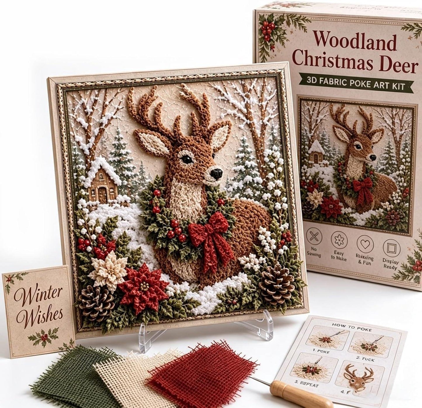 🔥2026 HOT SALE 49% OFF 💥🎄 3D Christmas Fabric Poke Art DIY Craft Kit