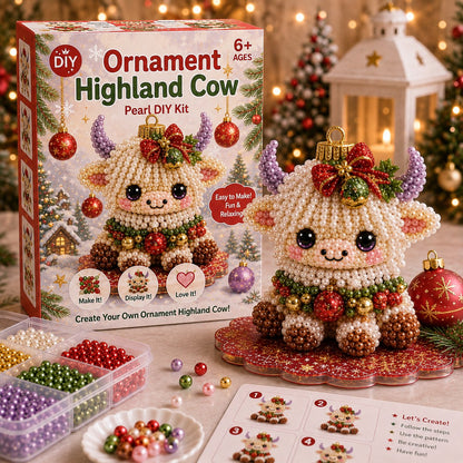 ⏳ Last Day 49% OFF – 🎄Beginner-Friendly Christmas Highland Cow 3D Pearl Bead DIY Kit | Complete Kit with All Tools & Step-by-Step Guide Included 💕