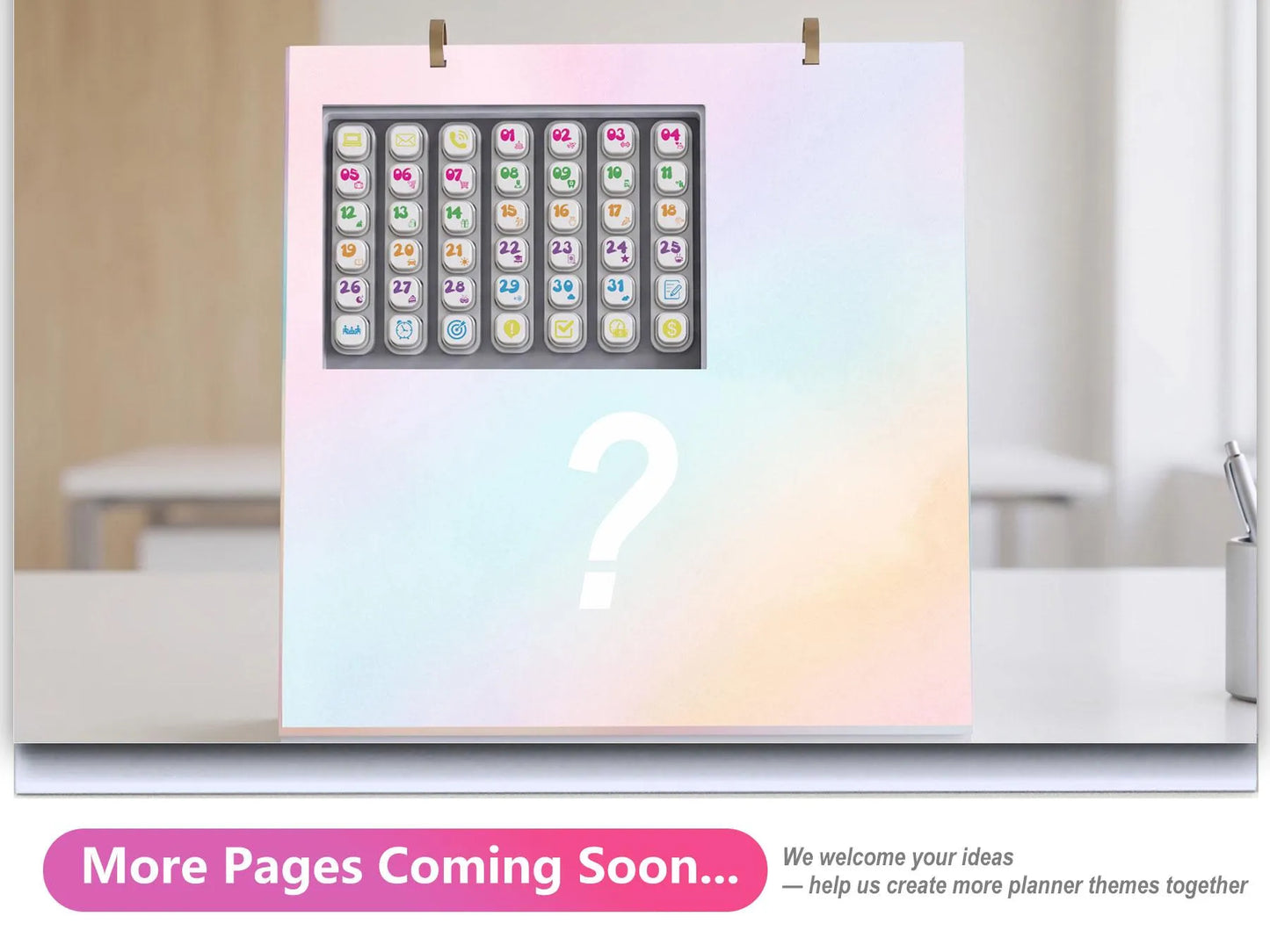 📅 Reusable Desk Calendar with 42 Self-Inking Event Stamps & 23 Replaceable Pages