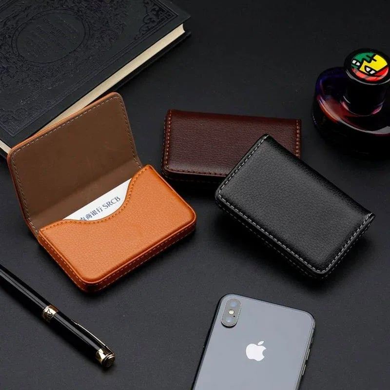 💖Hot 49% OFF💼 PU Leather Business Card Holder – Slim Magnetic Name Card Case