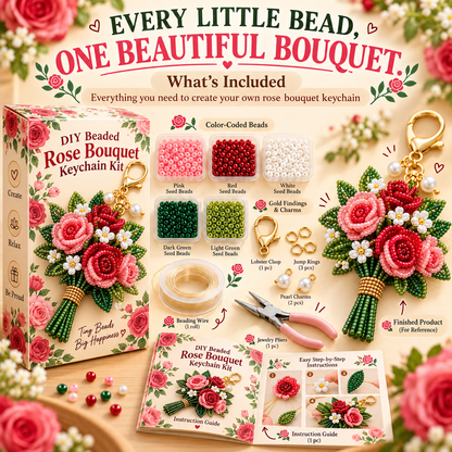 🔥 BUY 3 GET 1 FREE 🔥- 💐DIY Beaded Bouquet Keychain Kit✨