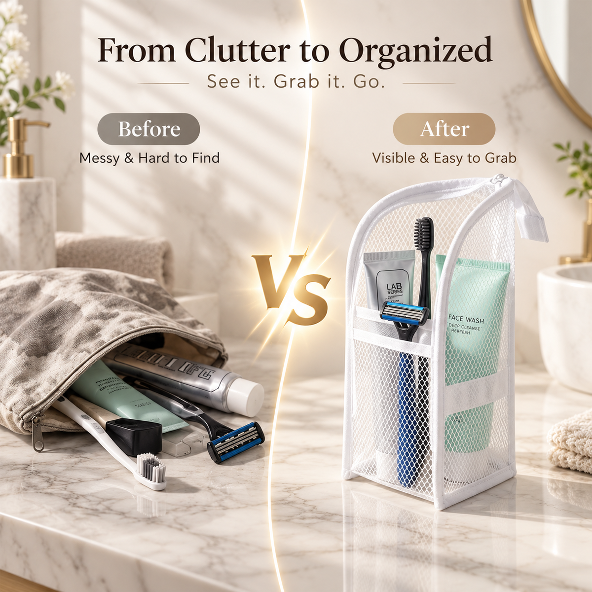 🔥Buy 2 Get 1 Free ✨Stand-Up Mesh Travel Toiletry Bag🪥