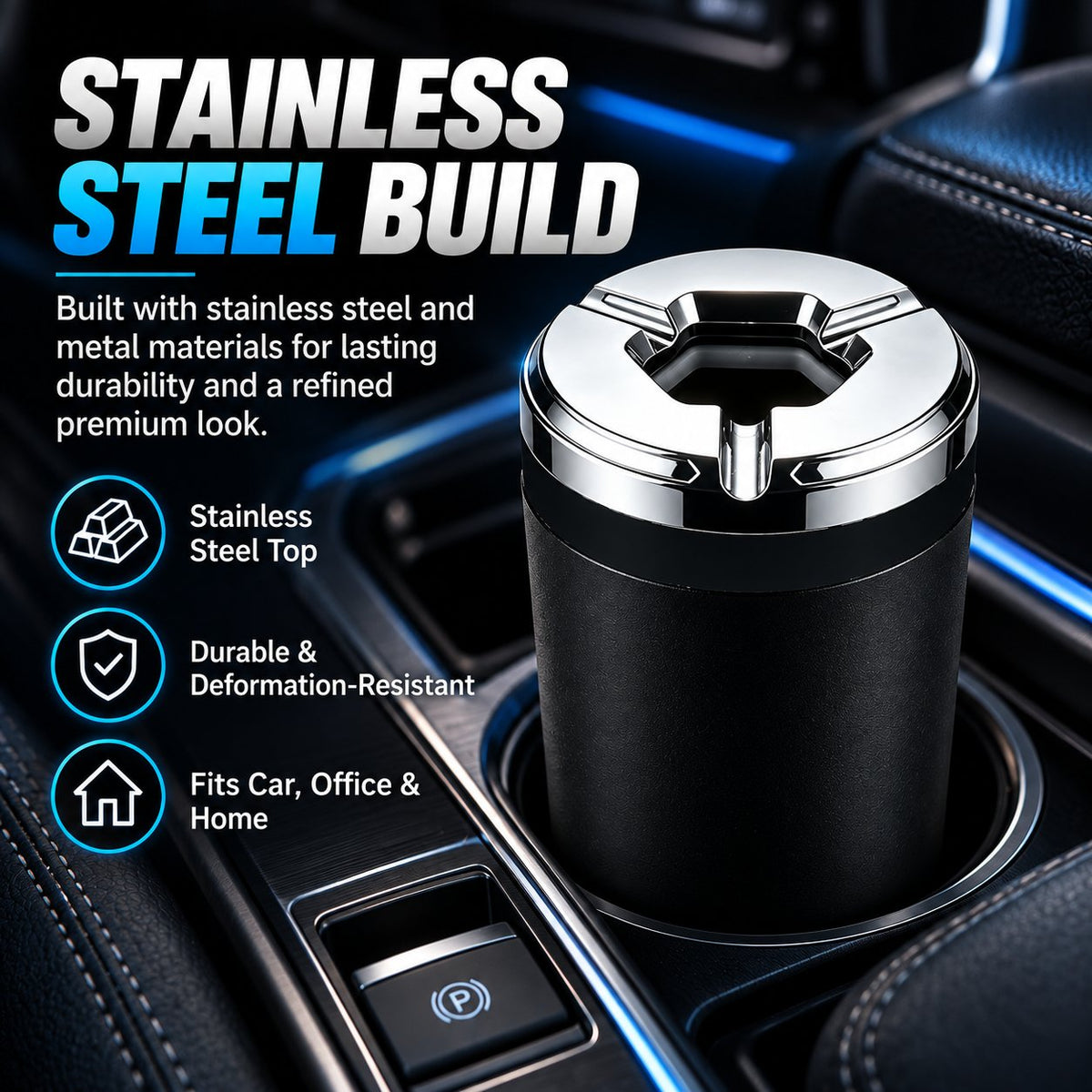 🚗 Rotating-Seal Metal Car Ashtray | 3 Current Styles