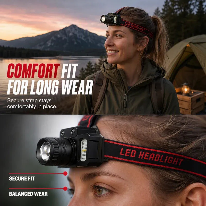⭐📢📢40% OFF !! ⏰Rechargeable LED Headlamp with Motion Sensor