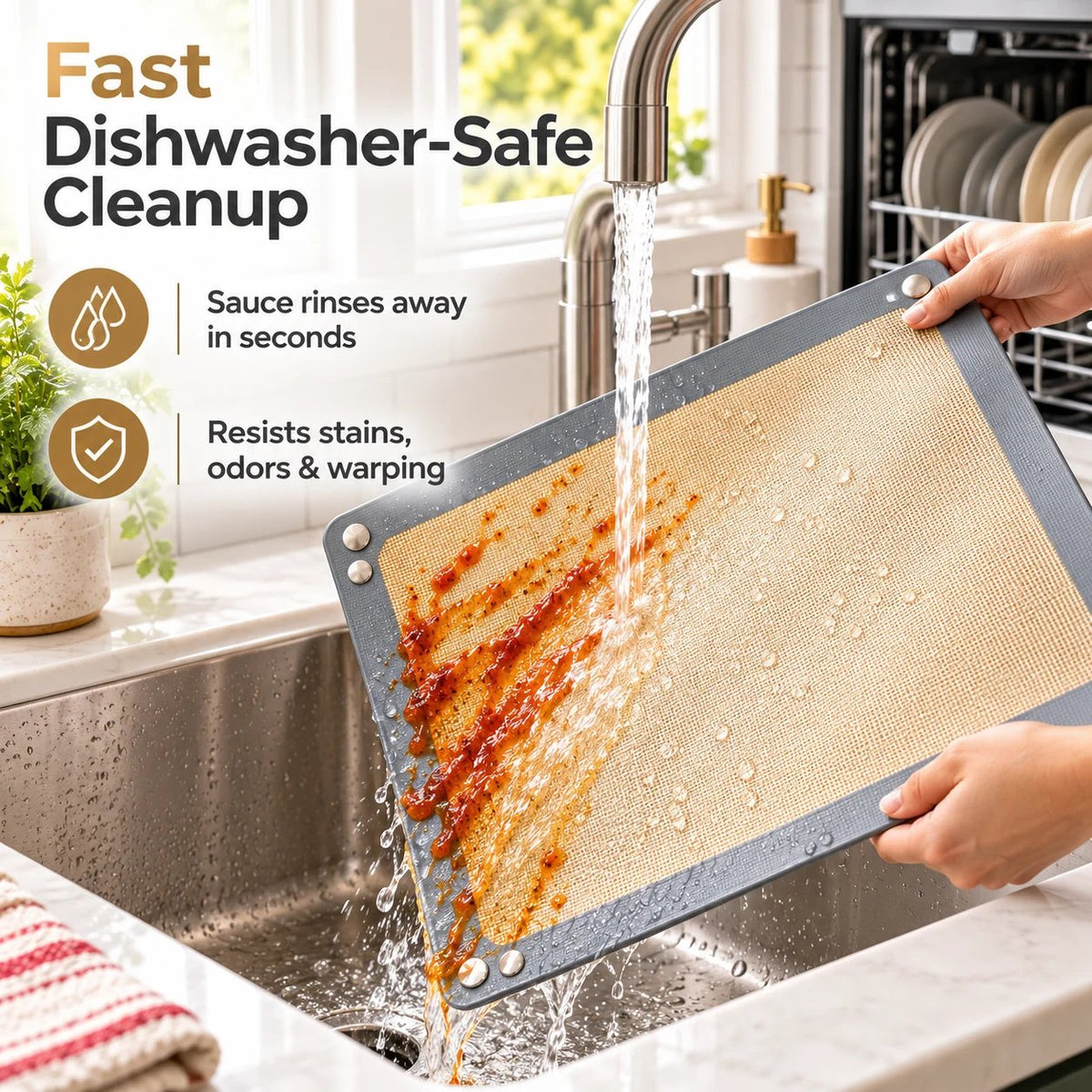 Snap-Lock Silicone Baking Mat -2in-1 Nonstick Oven Liner & RaisedEdge Roasting Mat