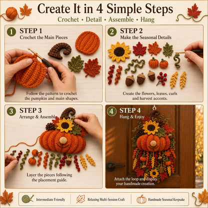 ⏳ Last Day 49% OFF – 🧶 DIY Dimensional Seasonal Crochet Door Hanger Kit Collection | Coordinated Yarn, Filling, Accessories & Step-by-Step Instructions Included 💕