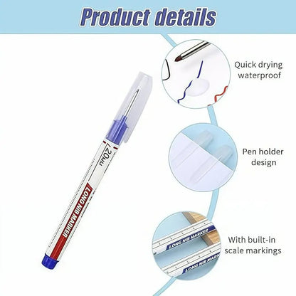 🖊️20mm Long Nib Deep Hole Marker | Waterproof Oil‑Based Pen for Construction & Woodworking💧