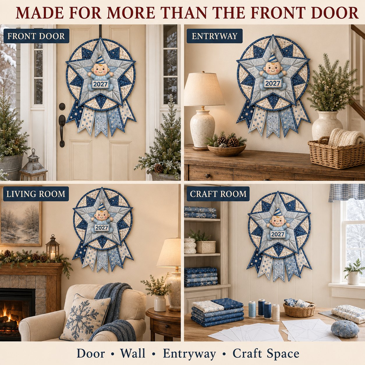 🗓️ Beginner-Friendly 12-Month Themed 3D Quilted Door Hanger Sewing Kit Collection | Complete Kit with Coordinated Fabrics, Sewing Materials & Step-by-Step Guide Included 💕