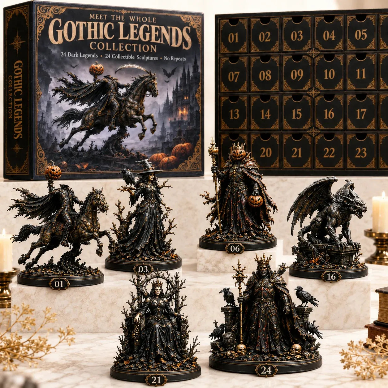 Detailed Gothic Legends sculptures