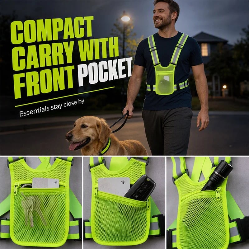 High-Visibility Reflective Vest – Adjustable Running & Work Gear