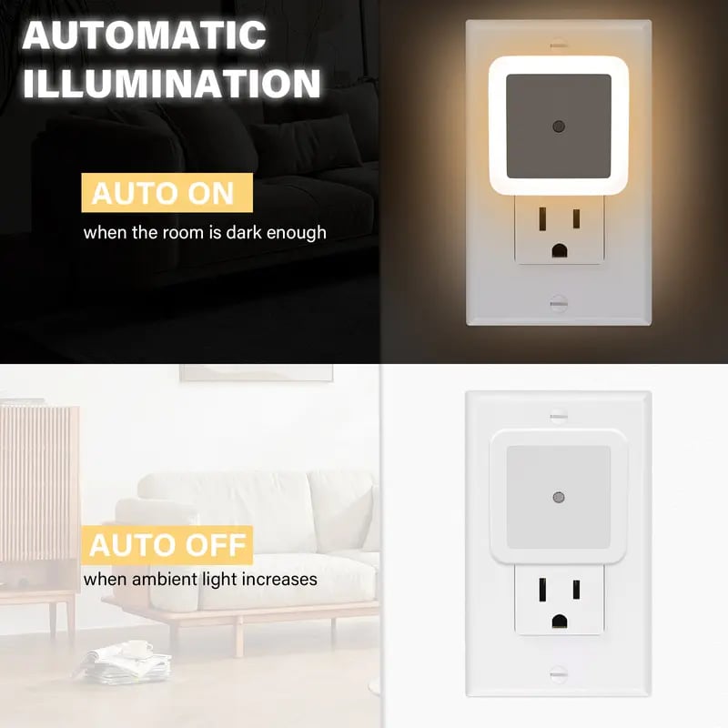 🔥HOT SALE🔥6pcs Night Light, Night Lights Plug into Wall , Nightlight Plug in Night Lights, Dusk to Dawn Night Lamp Led Night Light for Bedroom, Bathroom, Hallway Warm White