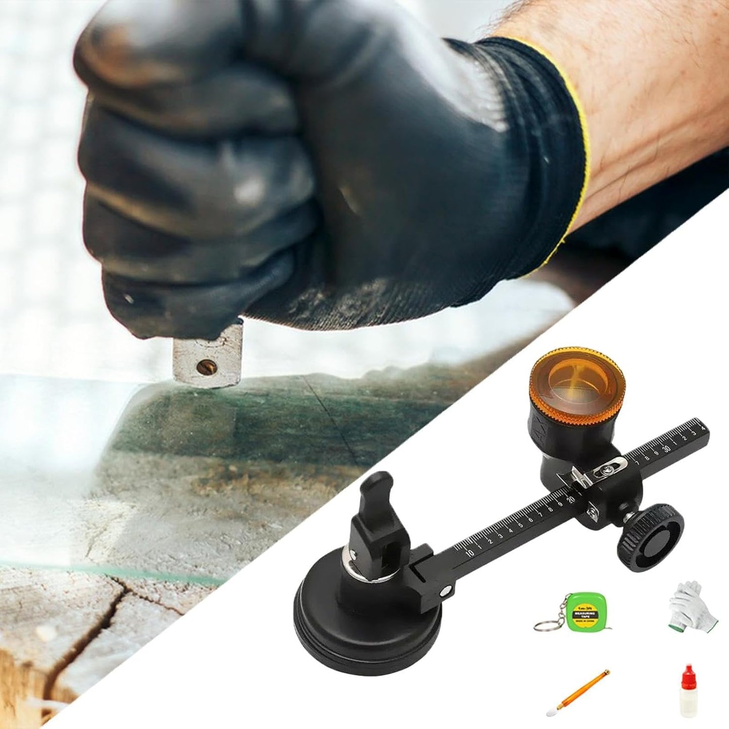 Glass Circle Cutter Tool for Tiles and Ceramics with Adjustable Features