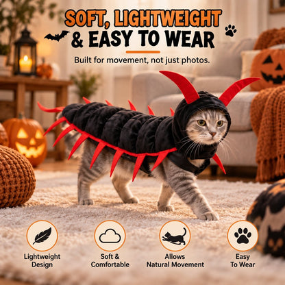 😺Halloween Cat Centipede Costume – Funny 3D Padded Creepy Crawler Outfit for Cats