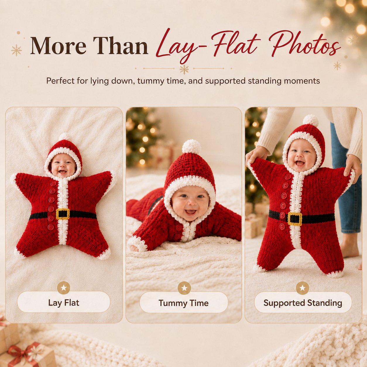 ⏳ Last Day 49% OFF – 🎅 Baby’s First Christmas Keepsake Star Outfit | One Size Fits Most Babies, Soft Knitted Santa Cocoon with Front Button Opening for Holiday Photos ✨
