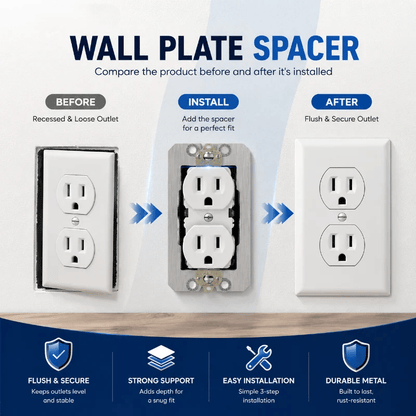 🔥10 Pcs Wall Plate Spacers for Electrical Outlets – Heavy-Duty Metal Outlet Leveling Plates for Loose, Recessed & Crooked Boxes