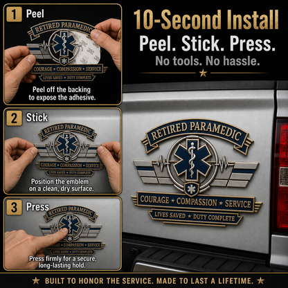 Last Day Promo: 49% OFF – Retired Paramedic Courage Compassion Service Metal Car Emblem