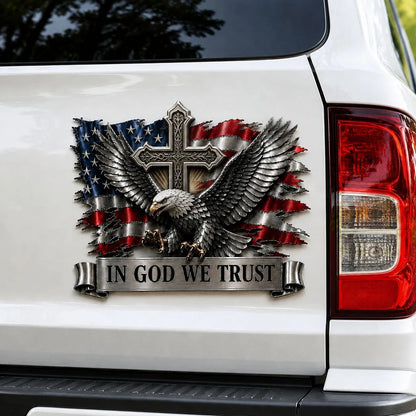 🦅In God We Trust Bald Eagle American Flag 3D Metal Car Emblem Badge
