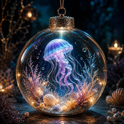 🌊 Ocean Series Illuminated 3D Model Decoration Collection | Clear Display Ornament with Detailed Sea Creatures, Coral, Shell & Pearl-Style Accents ✨