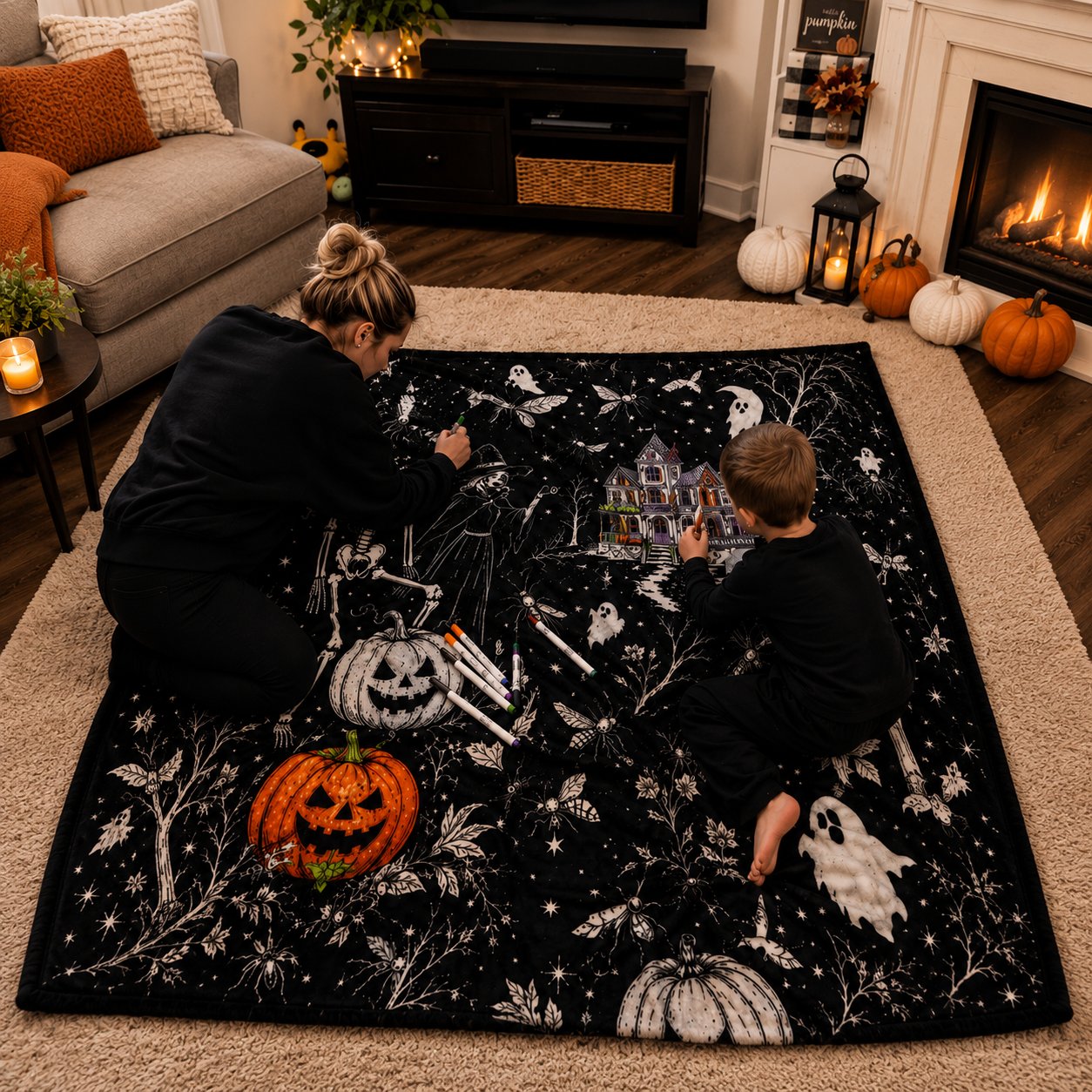 🔥Last Day 49% OFF - 🎃👻Trick Or Trace Halloween Coloring Blanket🎨(📦Buy 2 Free Shipping)