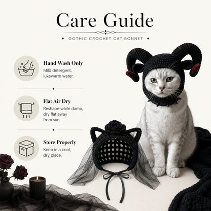 🖤🐾Handmade Gothic Crochet Cat Hat