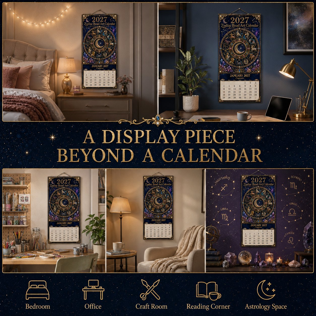 ⏳ Last Day 49% OFF – 🌙 Beginner-Friendly 2027 Twelve Zodiac Bead Art Calendar Kit | Complete Kit with Zodiac Design Base, Decorative Beads & Step-by-Step Guide Included 💕