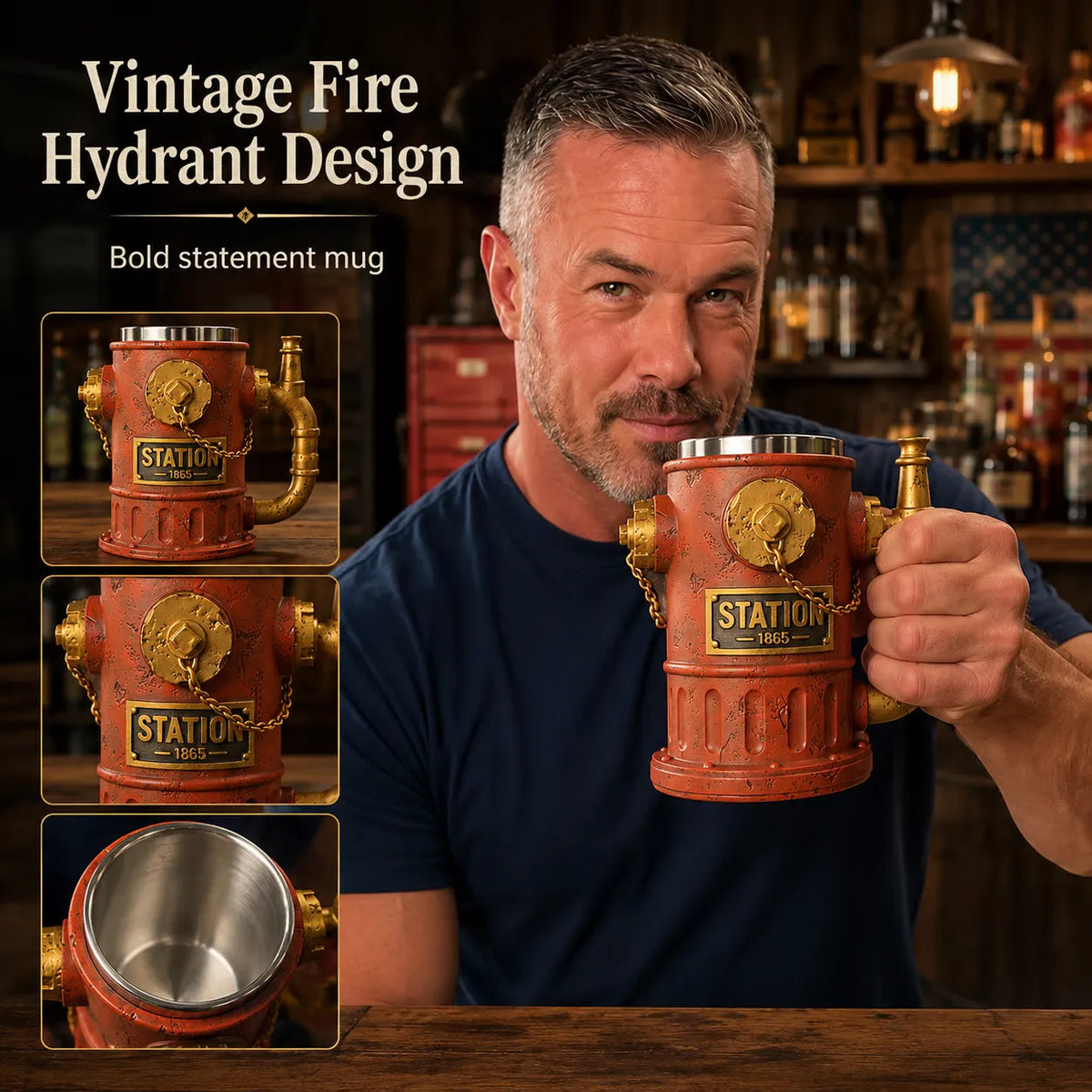 ⏳ Last Day 49% OFF – 🚒 Vintage Fire Hydrant Coffee Mug | Unique Firehouse-Inspired Design With Stainless Steel Liner & Pipe Handle For Firefighters, Collectors & Coffee Lovers ☕
