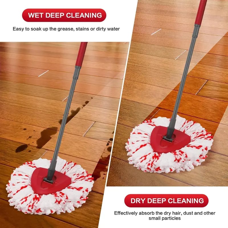 3 Pack Upgraded Spin Mop Replacement Head with Built-in Scrub Pad