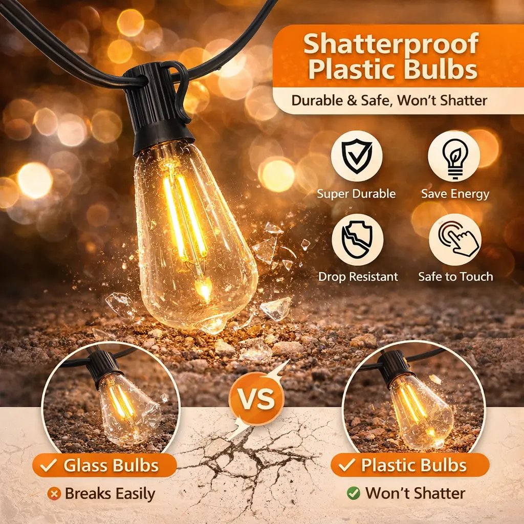 100FT Solar Outdoor String Lights with Remote Control