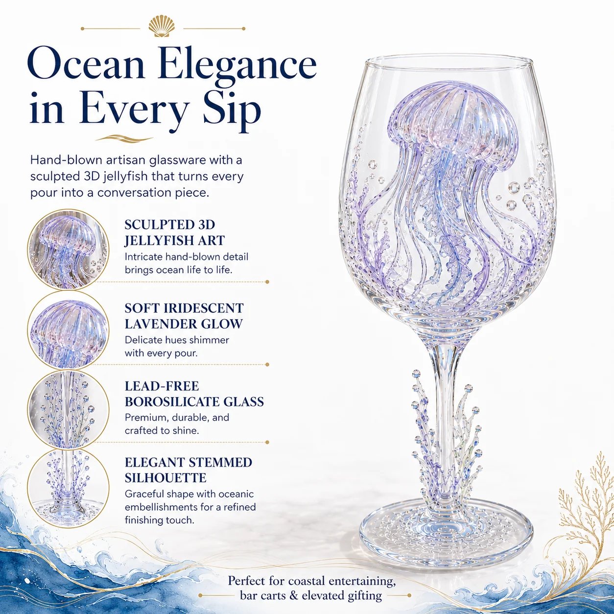 ⏳ Last Day 49% OFF – 🌊 3D Ocean Treasure Sculpted Glass Collection | Premium Clear Stemware with Raised Marine Figures, Wave Details & Light-Catching Underwater Accents ✨