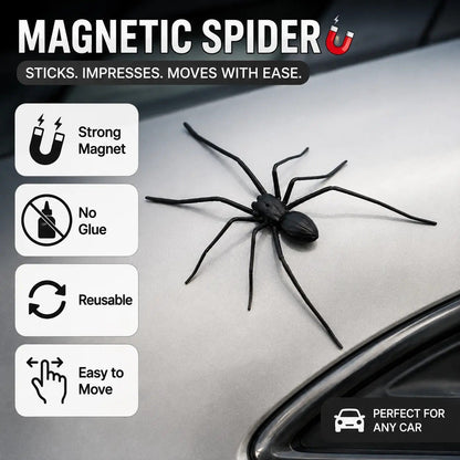 Magnetic Spider Car Decorations & Removable Prank Stickers