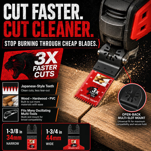 🪚 Japanese-Tooth Oscillating Multi-Tool Blades – Faster, Cleaner Cuts for Wood & PVC
