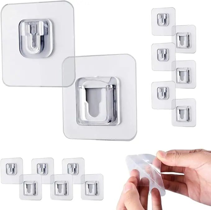 10-Pair Double-Sided Adhesive Wall Mounted Hooks