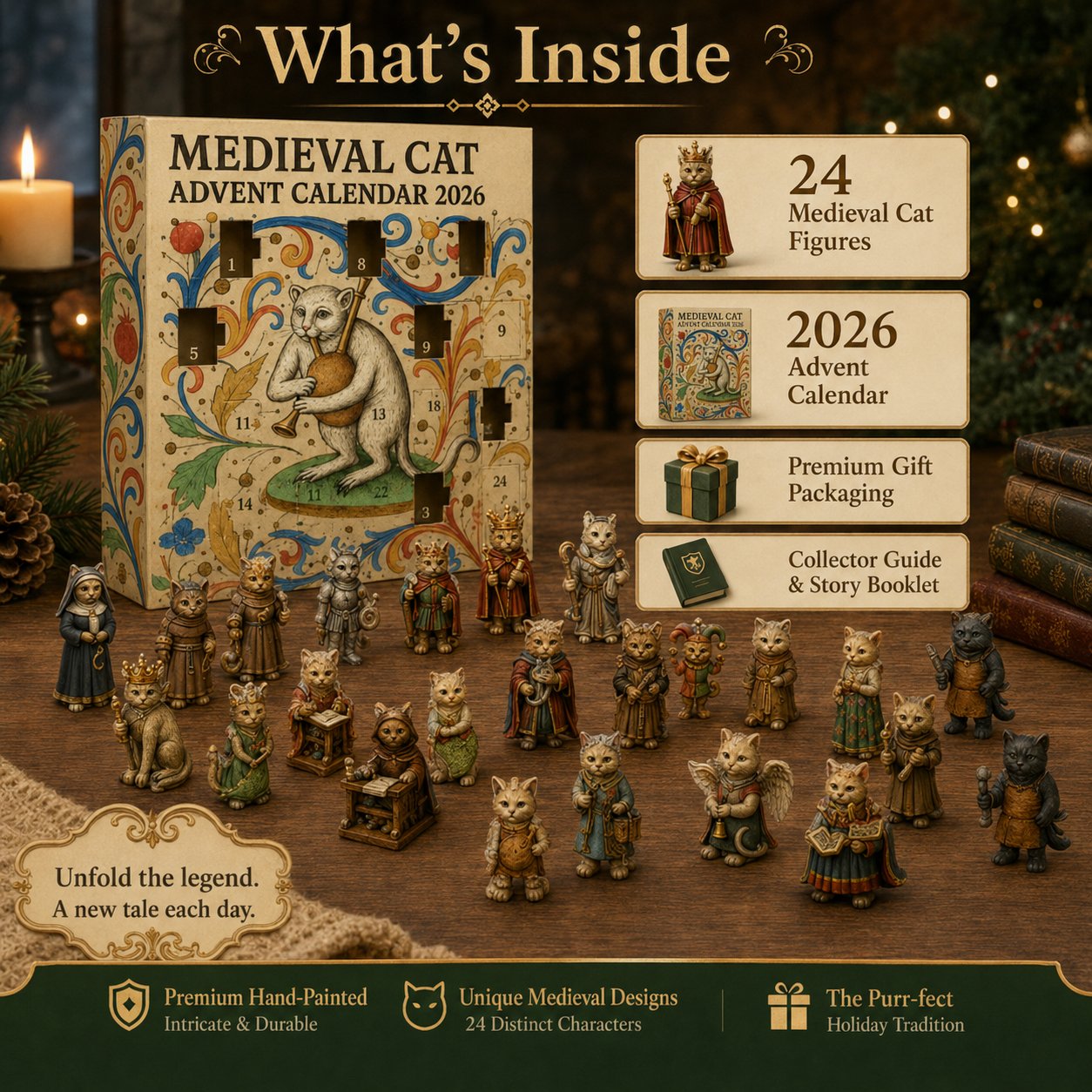 🐱 Medieval Cat Advent Calendar 2026 – 24 Historic Cat Charms