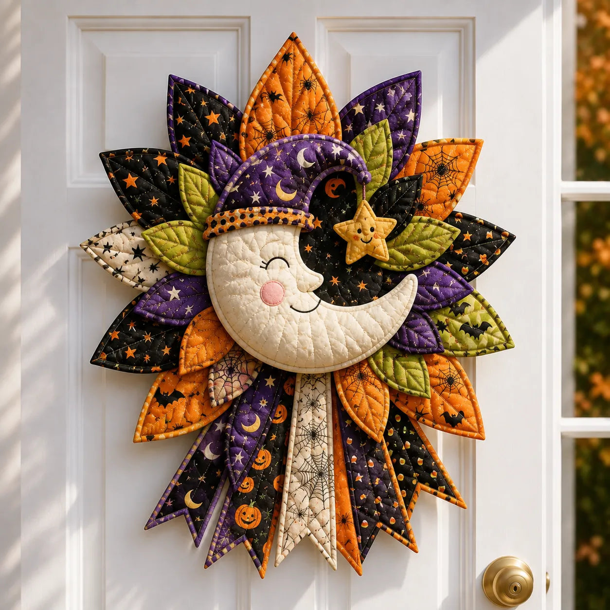🎉 Holiday Celebration 50% OFF - 🎃DIY Quilted Halloween Pumpkin Door Hanger Sewing Kit | Make Oversized Seasonal Front Door Decor