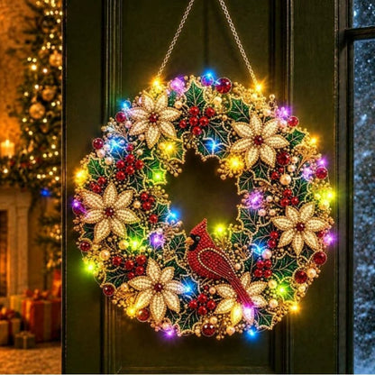 LED Weihnachts-Perlen-Diamantbild – Funkelnde Weihnachtskranz-Dekoration mit 19 Motiven