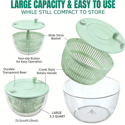 🥗 5-in-1 Salad Spinner Prep Bowl – Vegetable Washer & Slicer Set