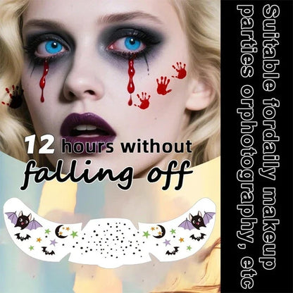 🎃👻 Halloween Water-Transfer Face Tattoos — Create a Spooky Look in Seconds, No Messy Face Paint Needed! 🦇✨(Set of 3)