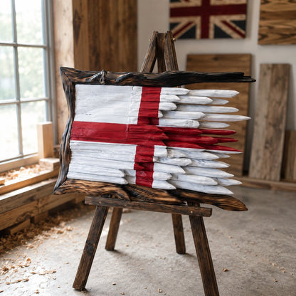 Handcrafted Vintage Wood Flags – 5 Heritage Emblems