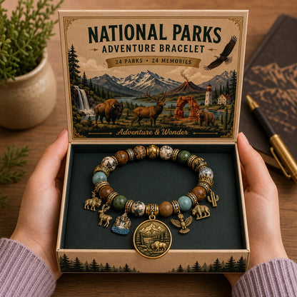 🐻🏞️National Nature Park Faith Bracelet – Meaningful Vintage Nature & Wildlife Souvenir Bracelet
