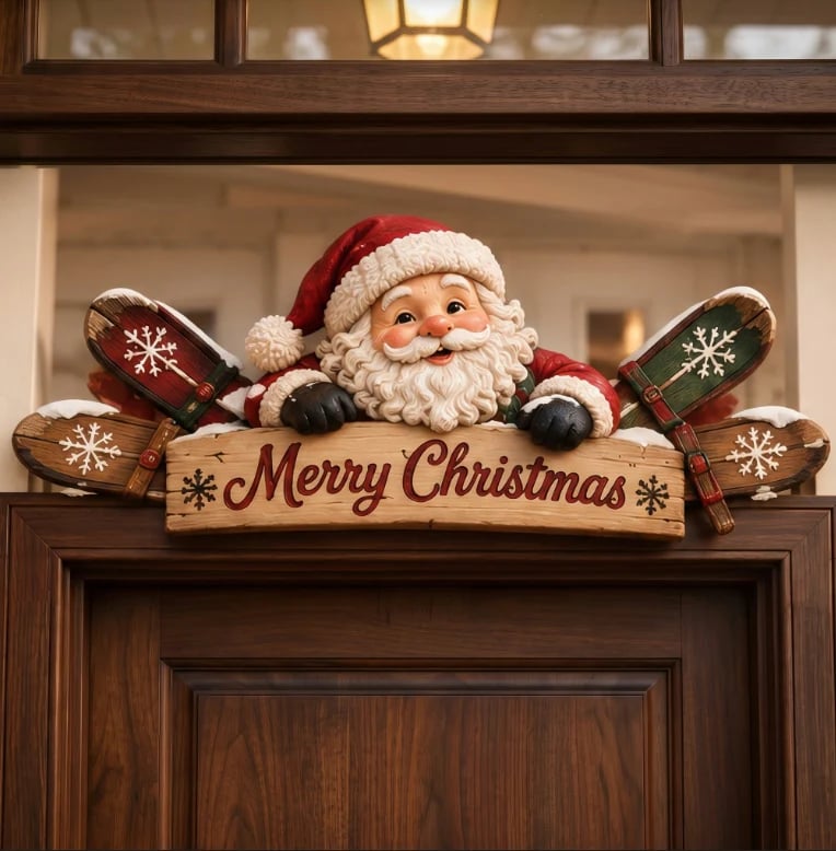 ❄️🎿 | Rustic Winter Mountain Cabin Door Frame Decor, Christmas Above-Door Wall Sign, Seasonal Porch Home Ornament